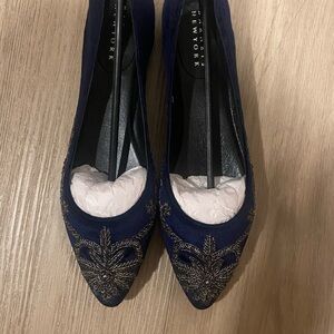 NWOT Barneys New York Blue Heels Elegant Embellished Design